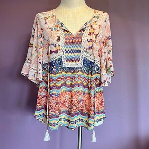 Anthropologie Meadow Rue Colorful Patterned Boho Blouse / Top